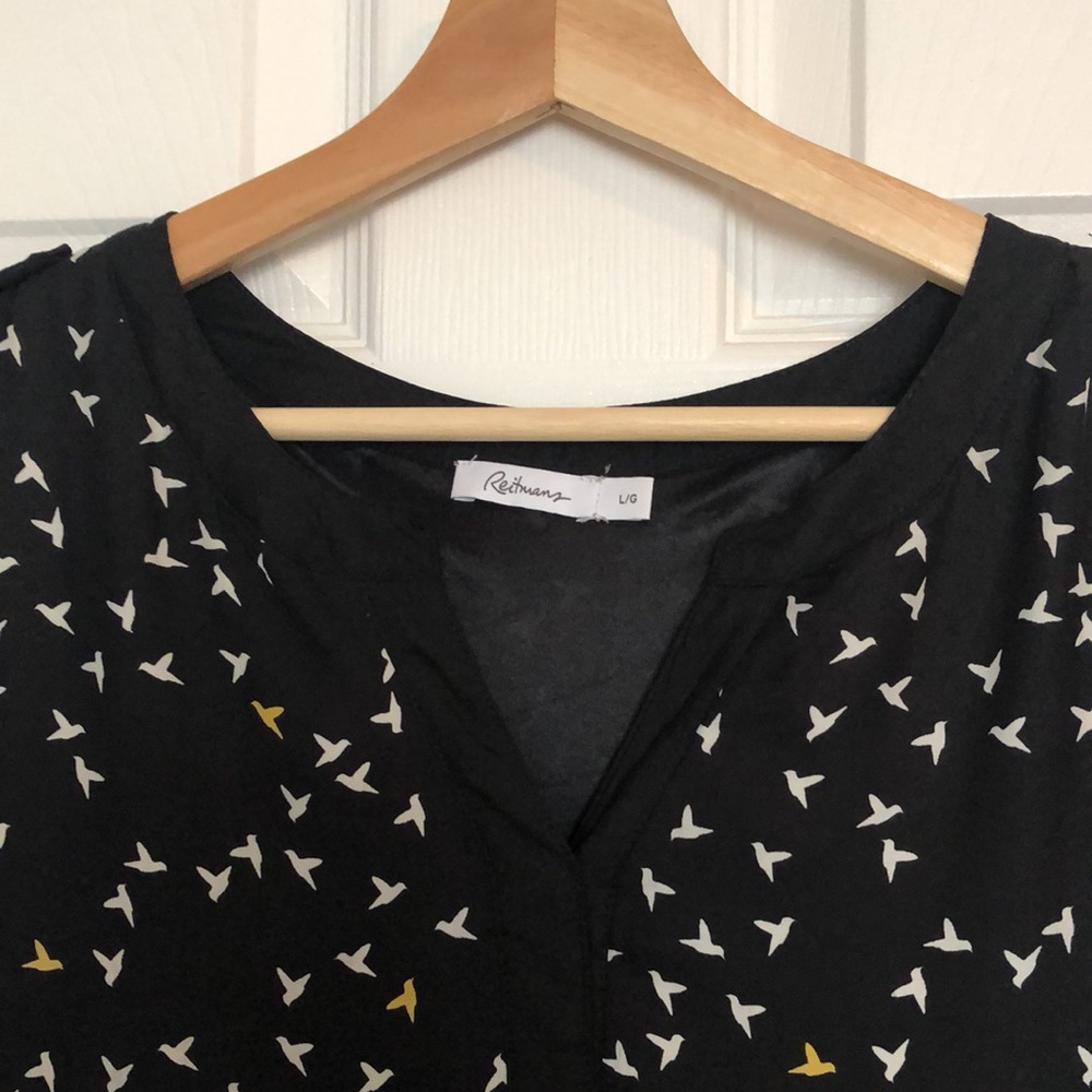 Reitmans bird print roll tab sleeve dress - Picture 4 of 13